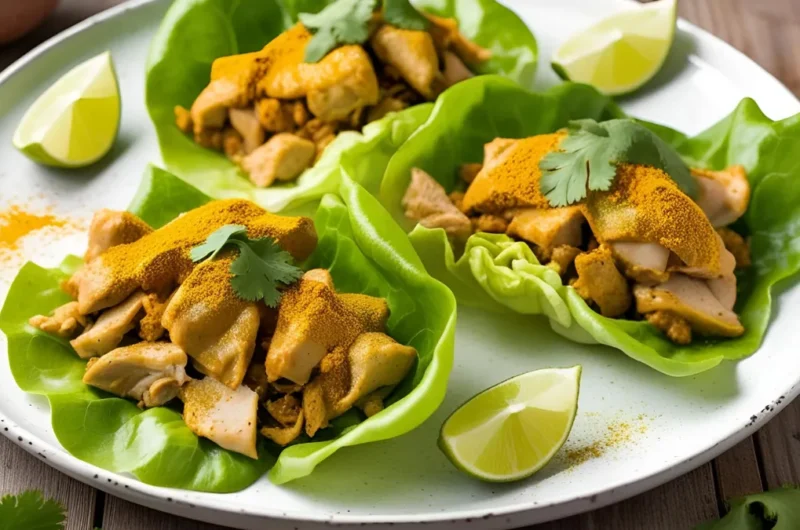 Spicy Turkey Taco Lettuce Wraps with Mango Dust