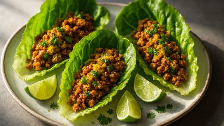 Spicy Turkey Taco Lettuce Wraps with Mango Dust