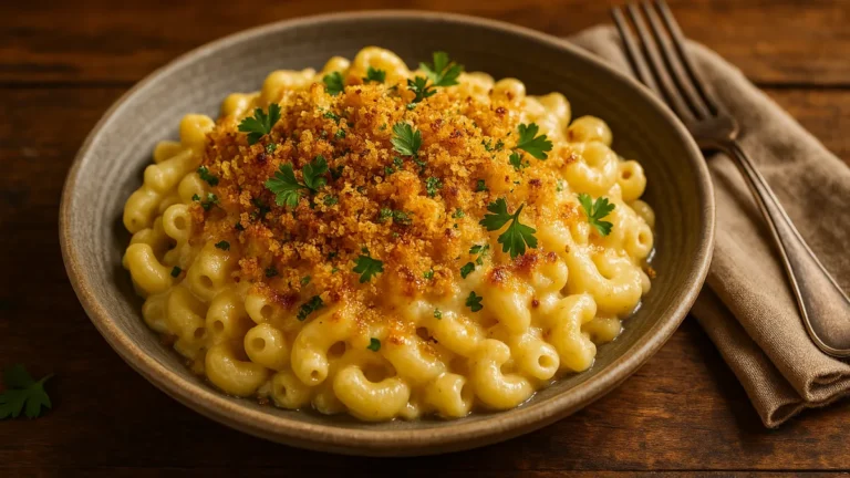 Velvet Macaroni and Cheese with Truffle Crumbs
