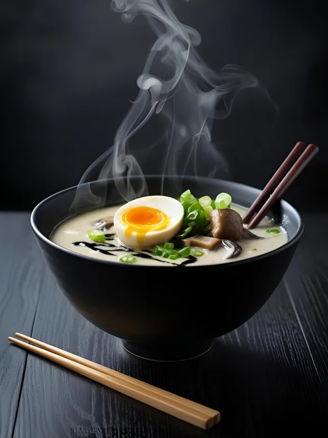 Creamy Black Garlic Ramen with Truffle Oil