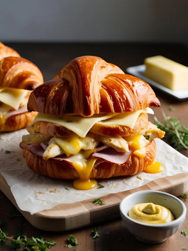 Baked Chicken Ham & Cheese Croissants Recipe