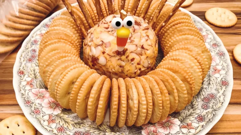 Thanksgiving Turkey Cheese Ball with Pretzel Feathers Recipe