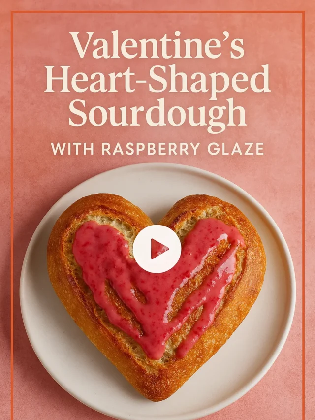 Valentine’s Heart-Shaped Sourdough with Raspberry Glaze