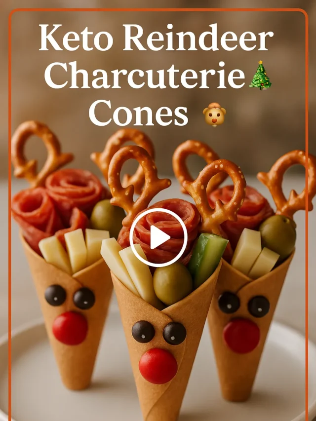 Keto Reindeer Charcuterie Cones