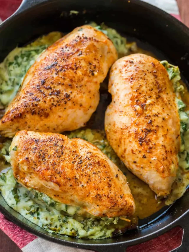 Cheesy Spinach Stuffed Chicken Breasts