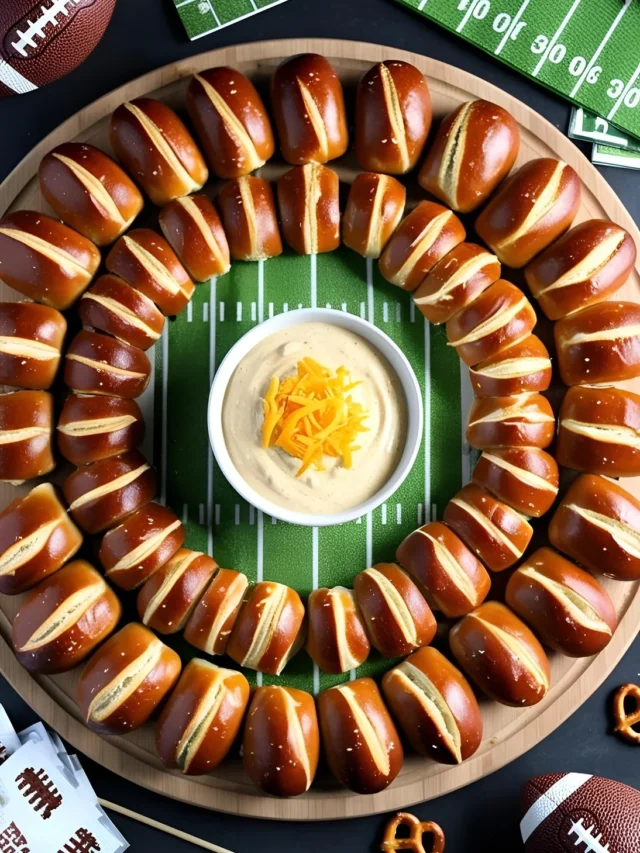Game Day Pretzel Bite Stadium with Beer Cheese Dip